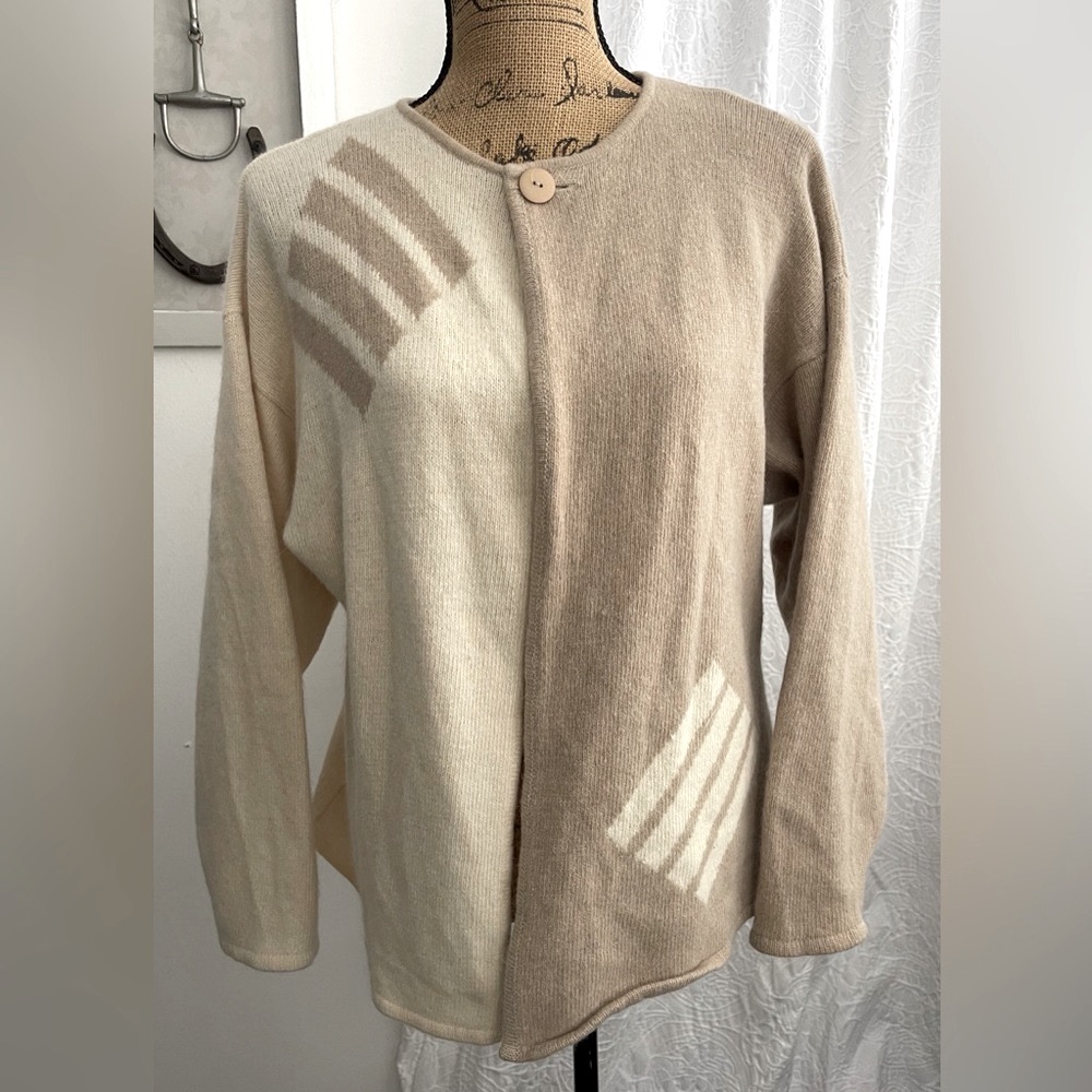 Outlander Cardigan Sweater Lambswool Angora Blend Size L Vintage Cosy